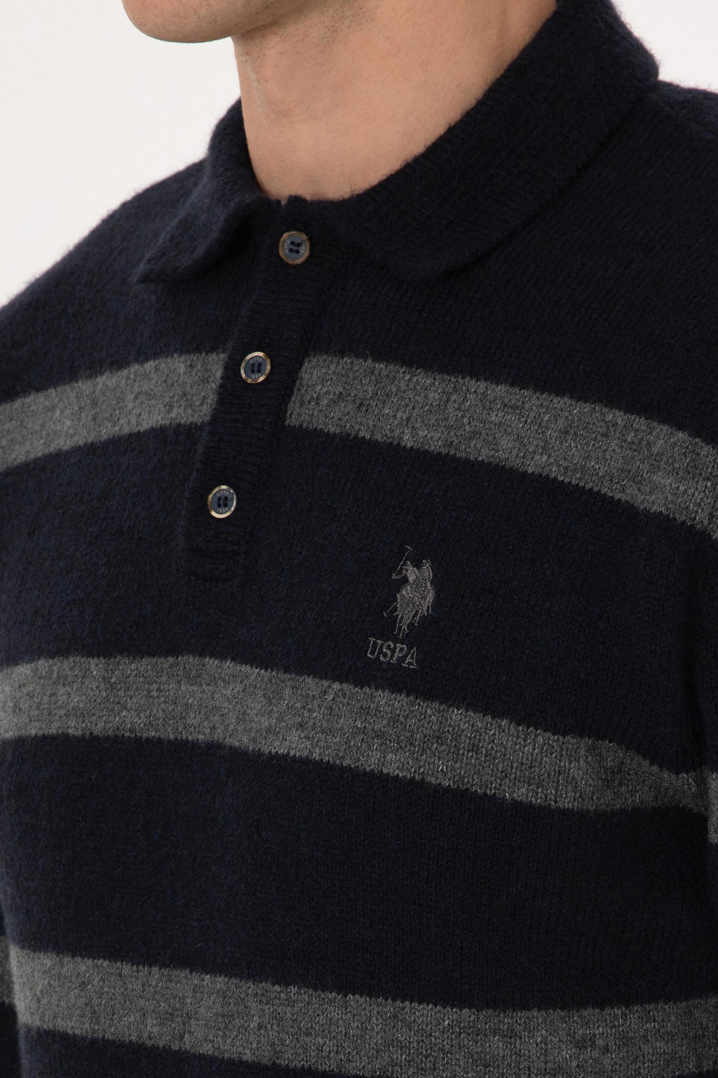 Erkek Regular Fit Polo Yaka Lacivert Kazak