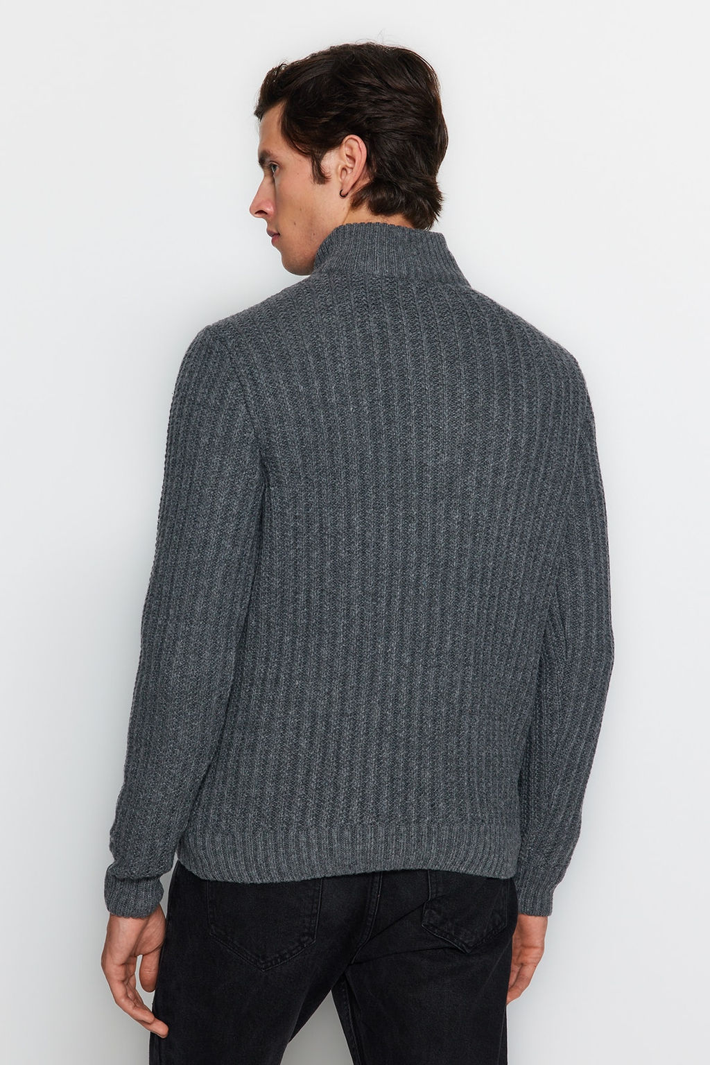 TRENDYOL MAN Ekru Unisex Regular Fit Yunlu Yar?m Bal?kc? Dugmeli Triko Kazak TMNAW22KZ0327 - Trendyolmilla фото 5