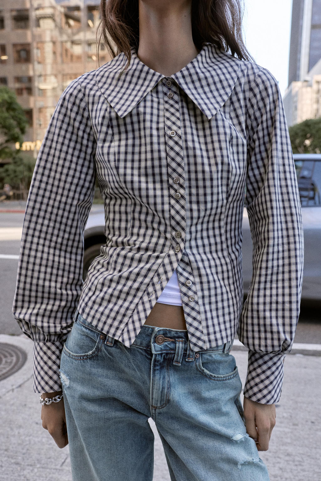 CHECK SHIRT WITH PETER PAN COLLAR - Zara фото 2