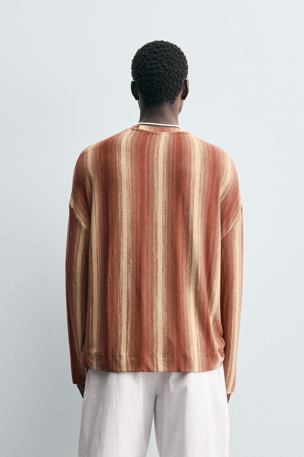 STRIPED FLOWING T-SHIRT - Zara фото 5