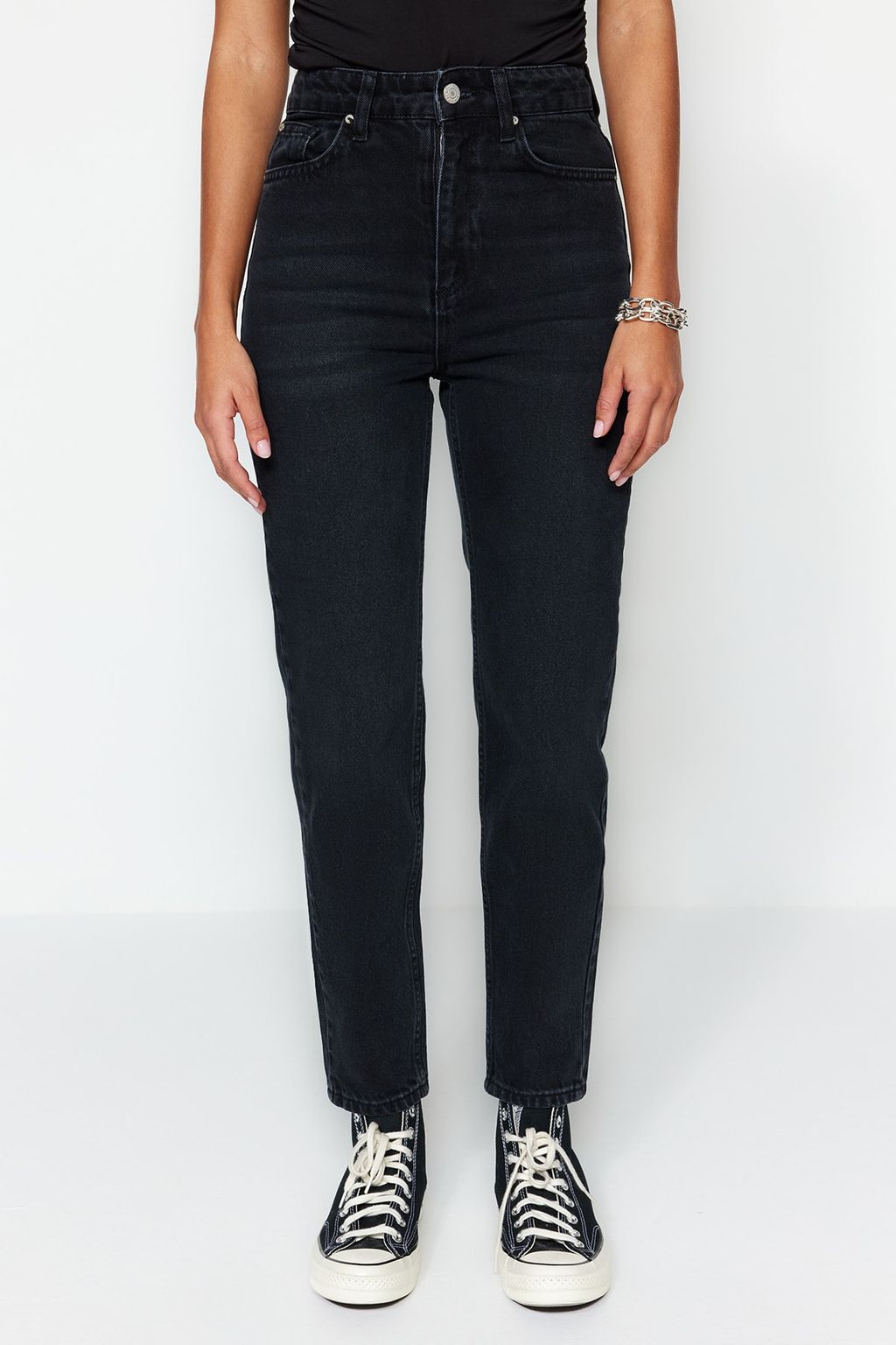 TRENDYOLMILLA Mavi Yuksek Bel Mom Jeans TWOSS23JE00085  фото 4