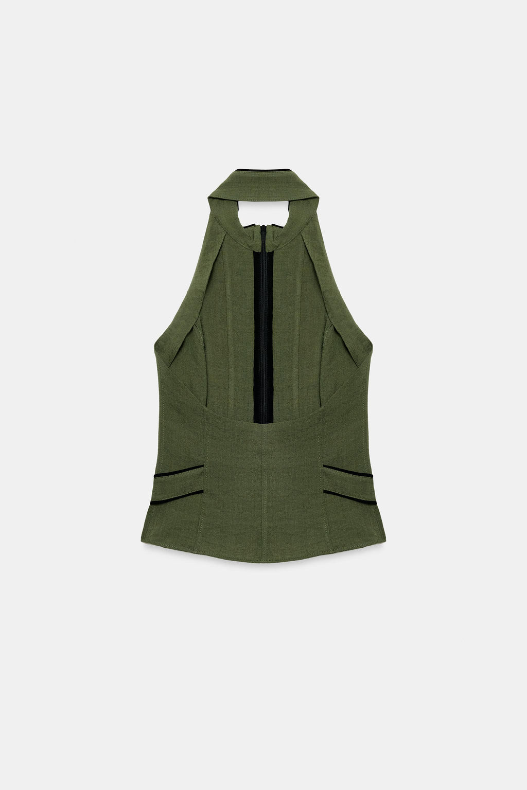 CUERPO HALTER BOTONES ESPALDA DESCUBIERTA / Khaki oscuro - Zara фото 7
