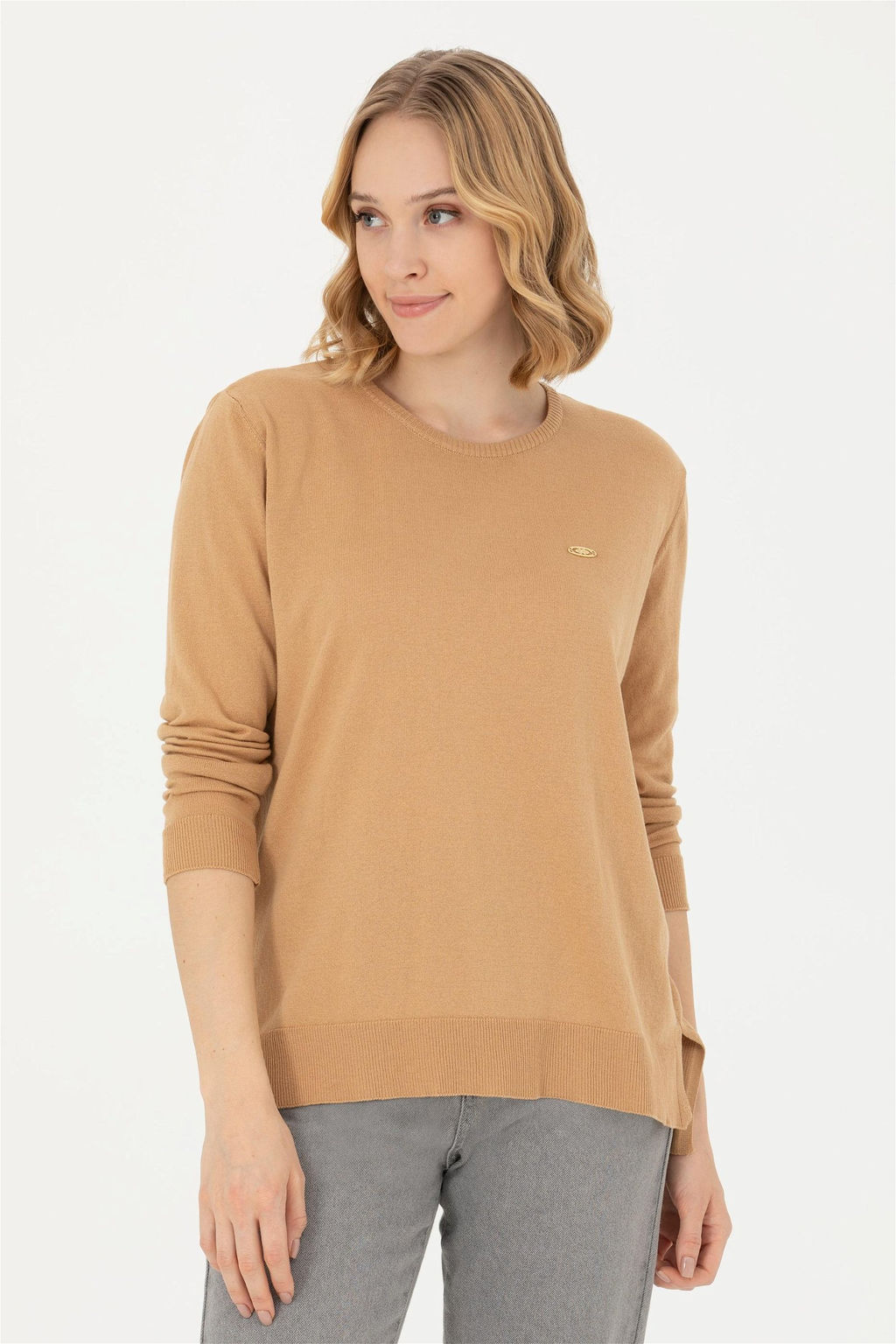 Женский базовый свитер песочного цвета - U.s. polo assn фото 10