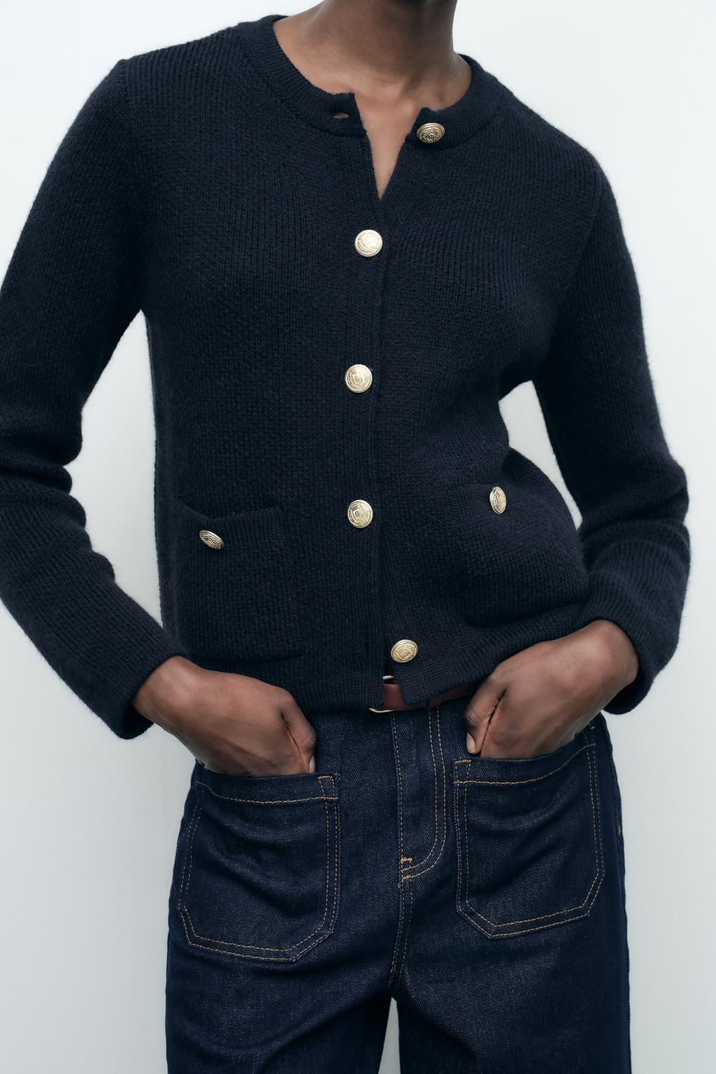 KNIT CARDIGAN WITH GOLDEN BUTTONS - Zara фото 6