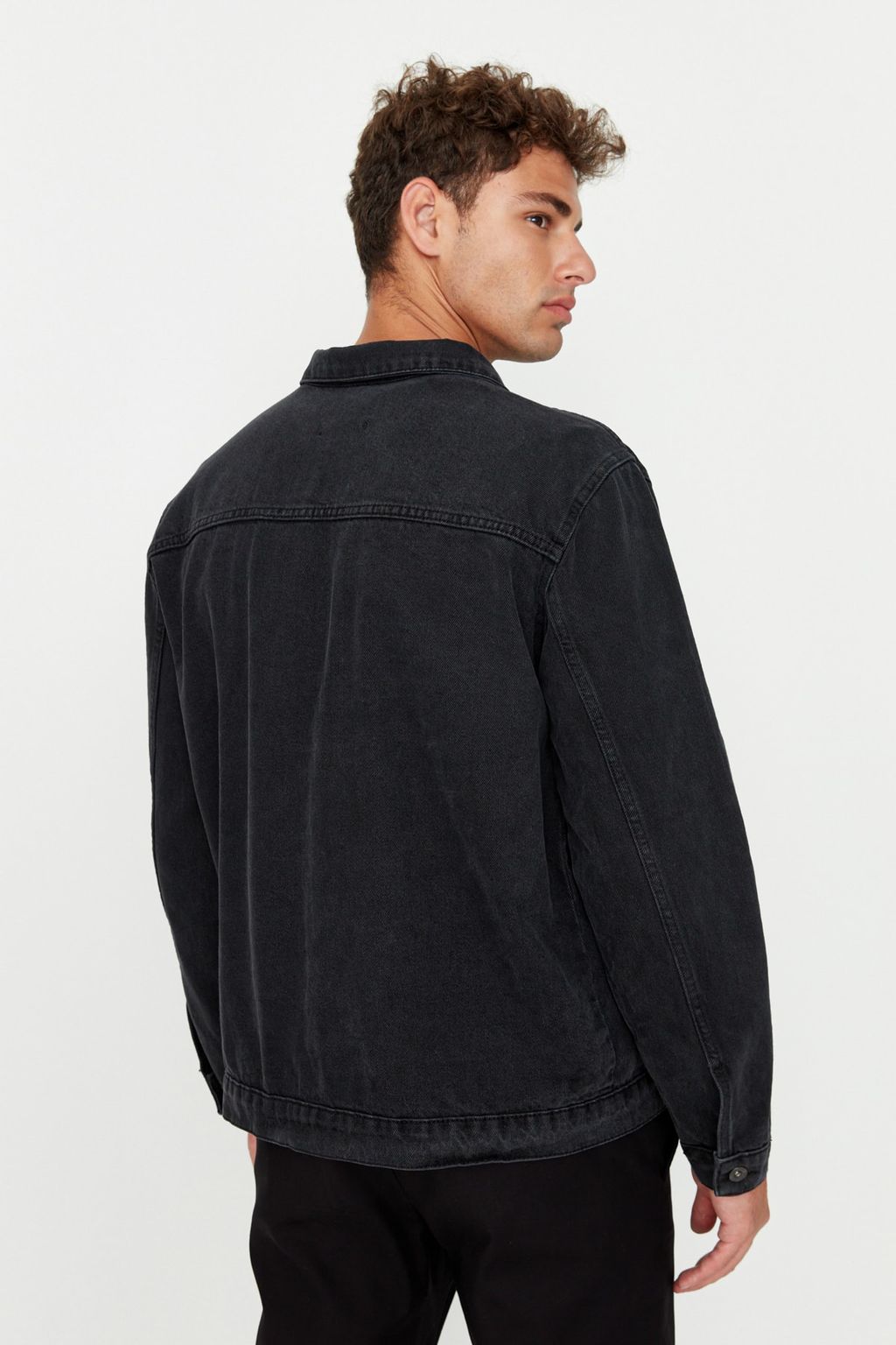 TRENDYOL MAN Siyah Regular Fit Denim Kot Ceket TMNAW23CE00011 - Trendyolmilla фото 5