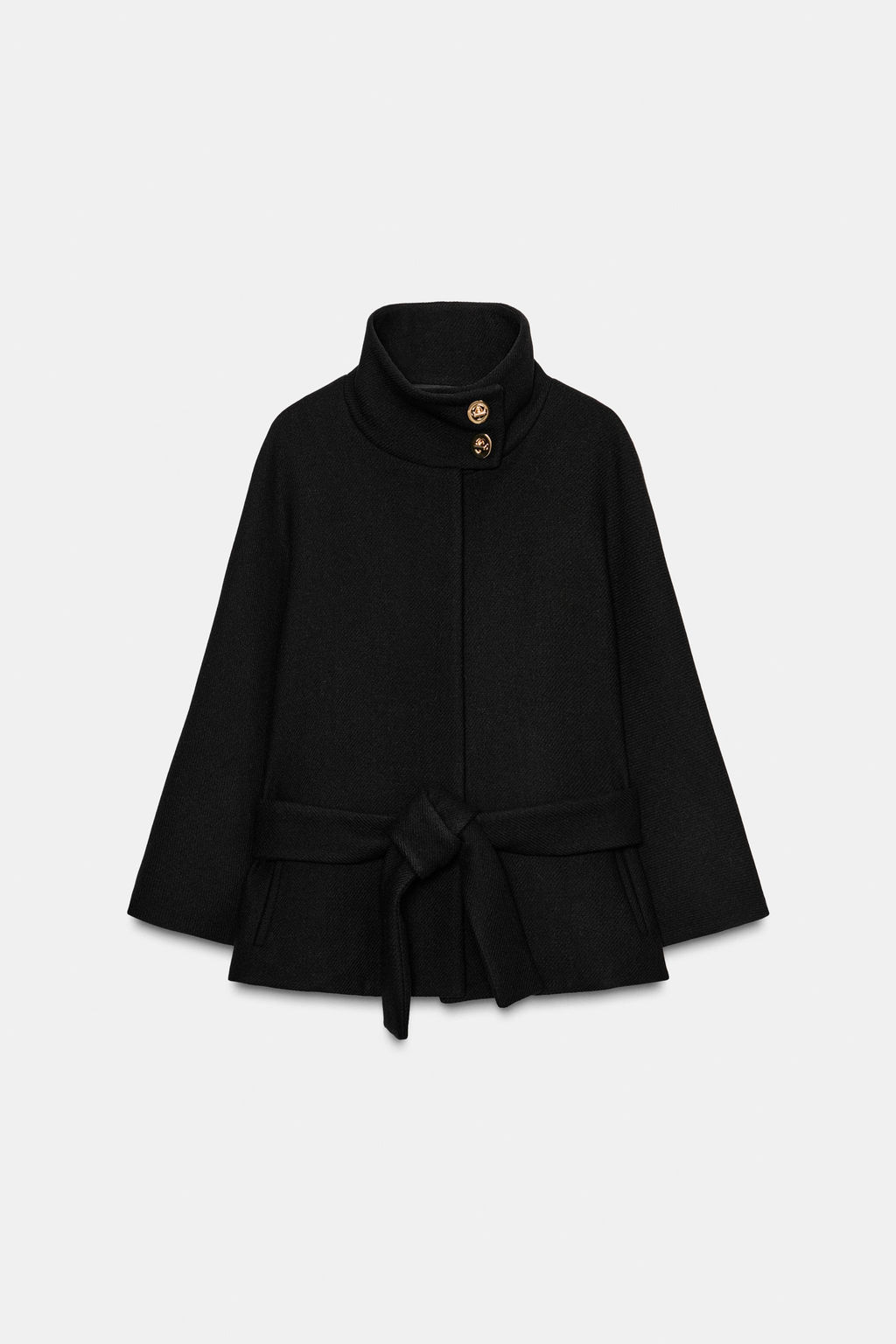 SHORT WOOL COAT WITH CAPE SLEEVES AND BELT - Zara фото 8