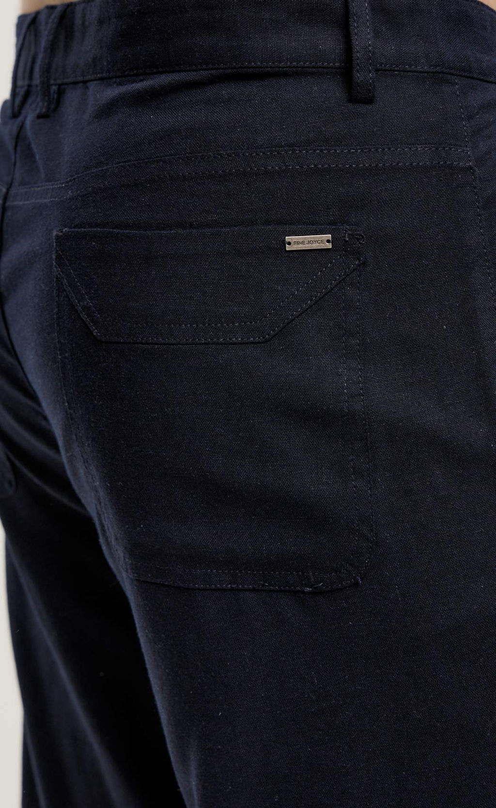 Брюки лен F511-0851 navy