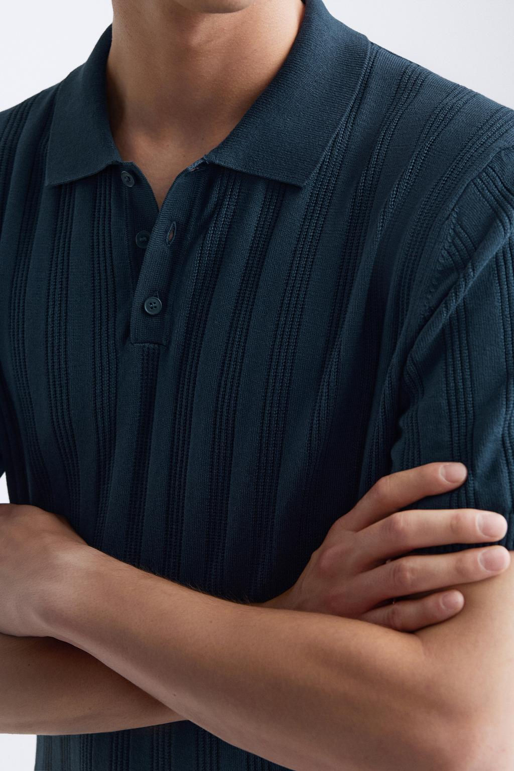 RIBBED KNIT POLO SHIRT - Zara фото 20