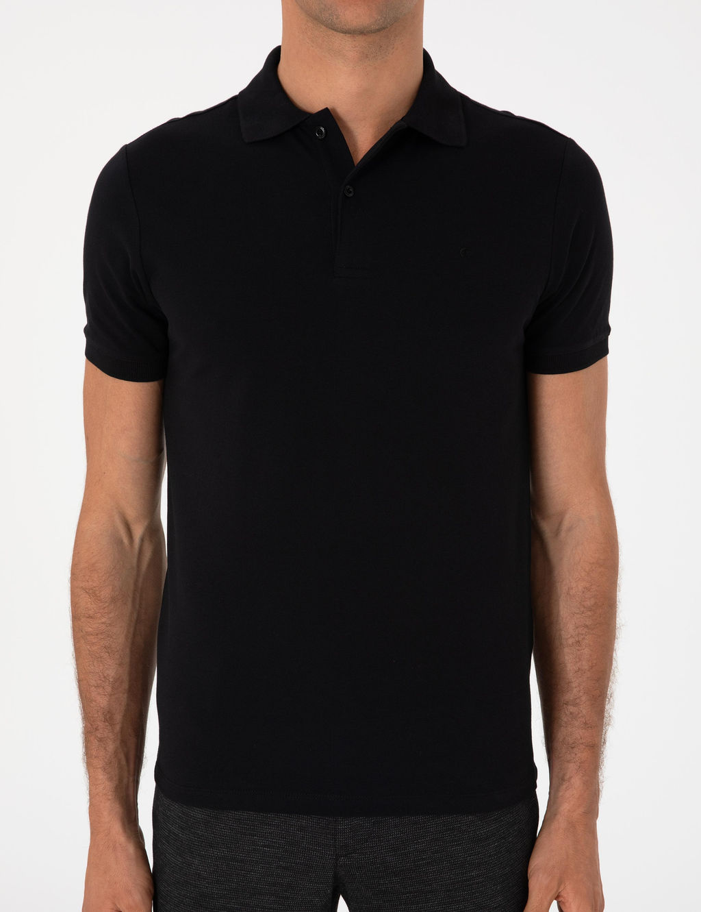 Siyah Slim Fit %100 Pamuk Polo Yaka T-shirt