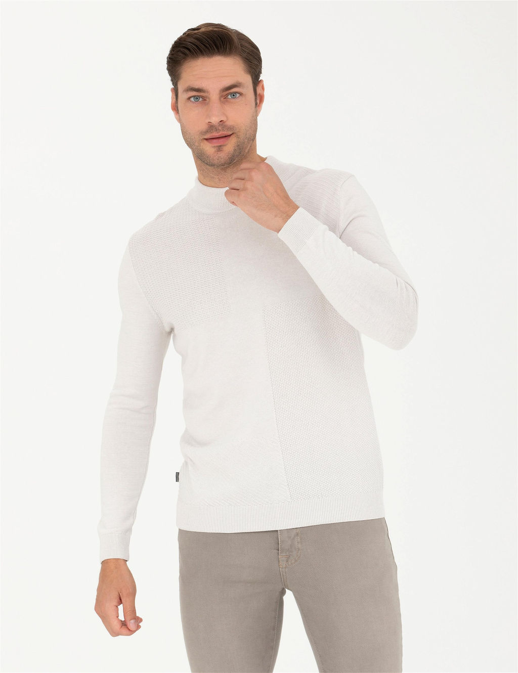 Ta_ Slim Fit Yar_m Bal_k__ Yaka Triko Kazak