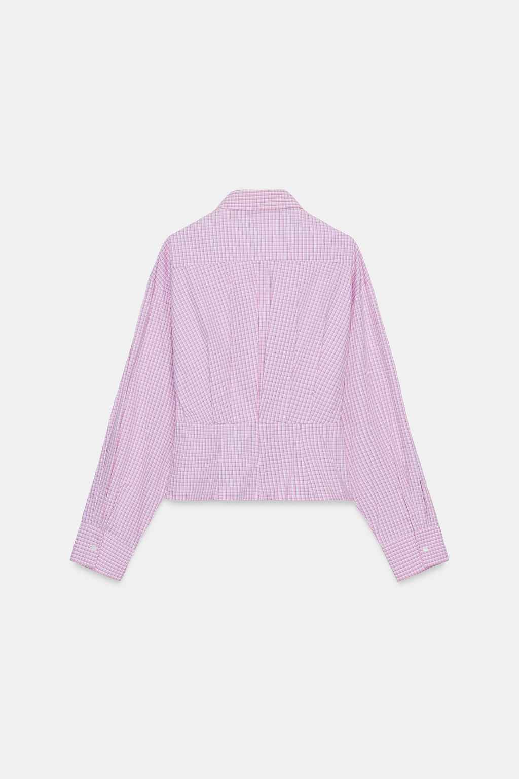 CAMISA CUADROS PINZAS ESPALDA / Rosa / Blanco - Zara фото 7