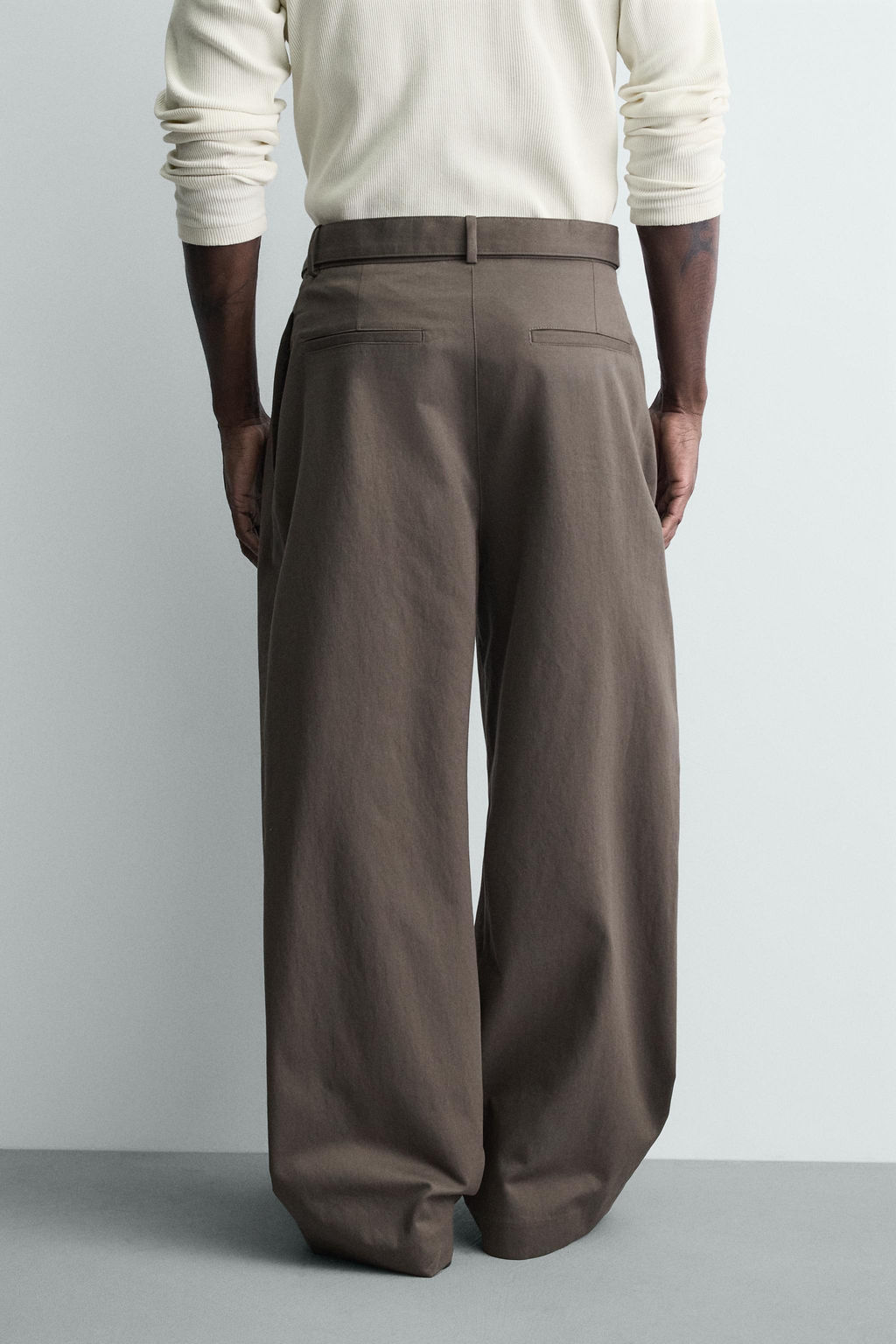 PANTAL?N WIDE FIT CINTUR?N / Gris topo - Zara фото 3