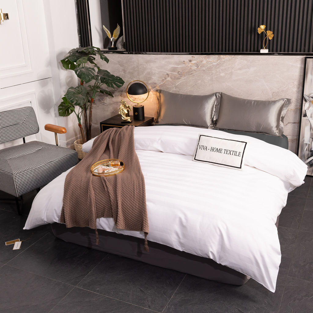 Пододеяльник Страйп Сатин Однотонный Отель белый 100% Хлопок 3x3 P3CTH037150210 150*210