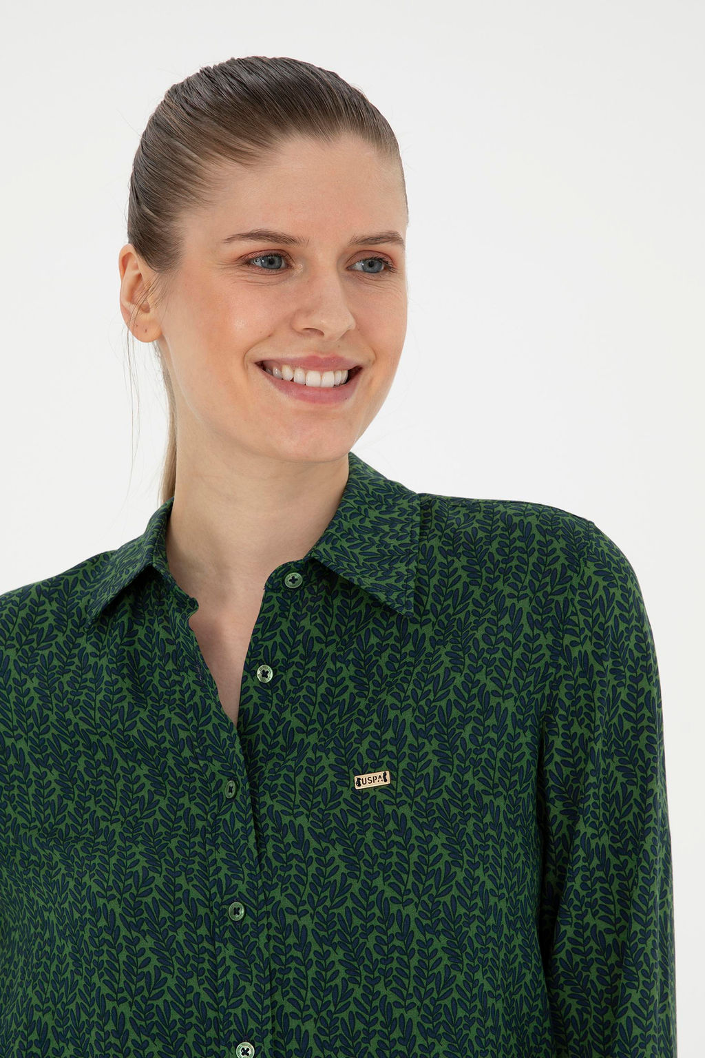 Женская зеленая рубашка с длинным рукавом Неожиданная скидка в корзине - U.s. polo assn фото 2