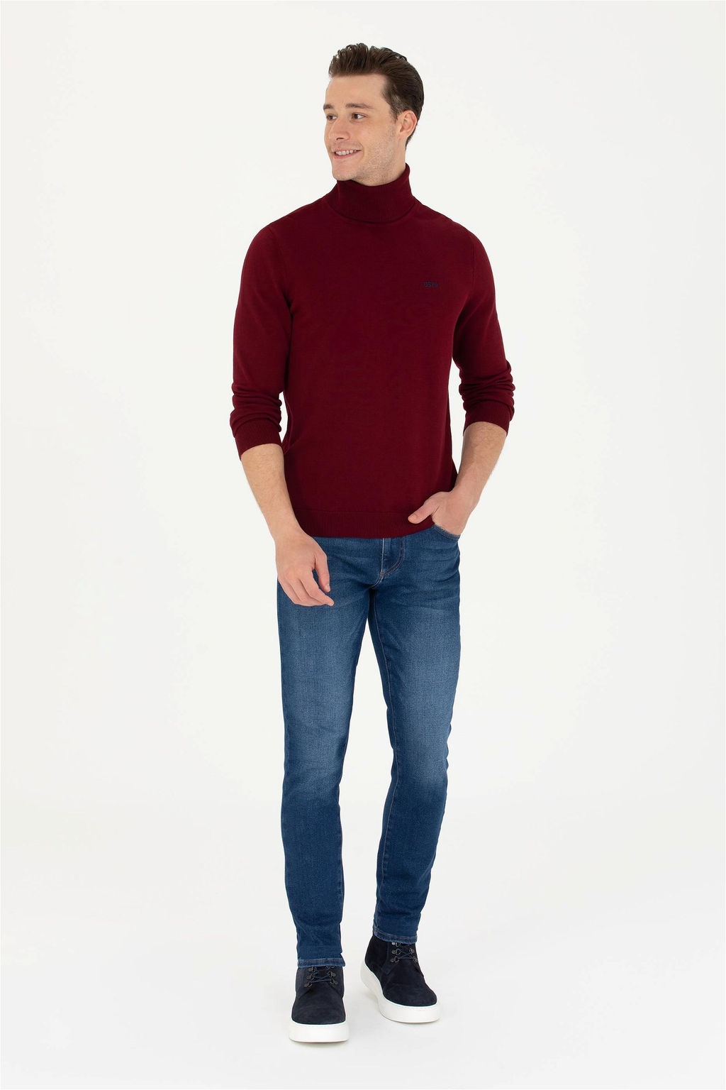 U. S. Polo Assn Мужской бордово-красный базовый свитер - U.s. polo assn фото 11