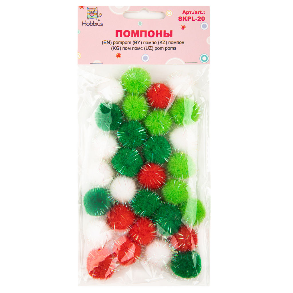 Hobbius SKPL-20 Помпоны MIX 20 мм 30 шт 01 морозные мотивы  фото 5