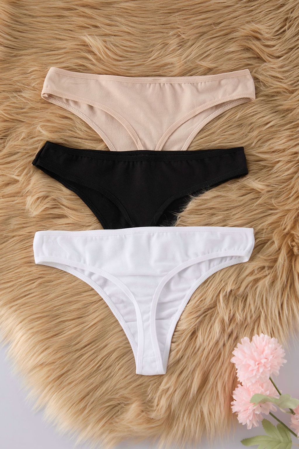 TRENDYOLMILLA Siyah-Beyaz-Ten 3lu Paket Pamuklu Tanga Orme Kulot THMSS21KU0135  фото 83