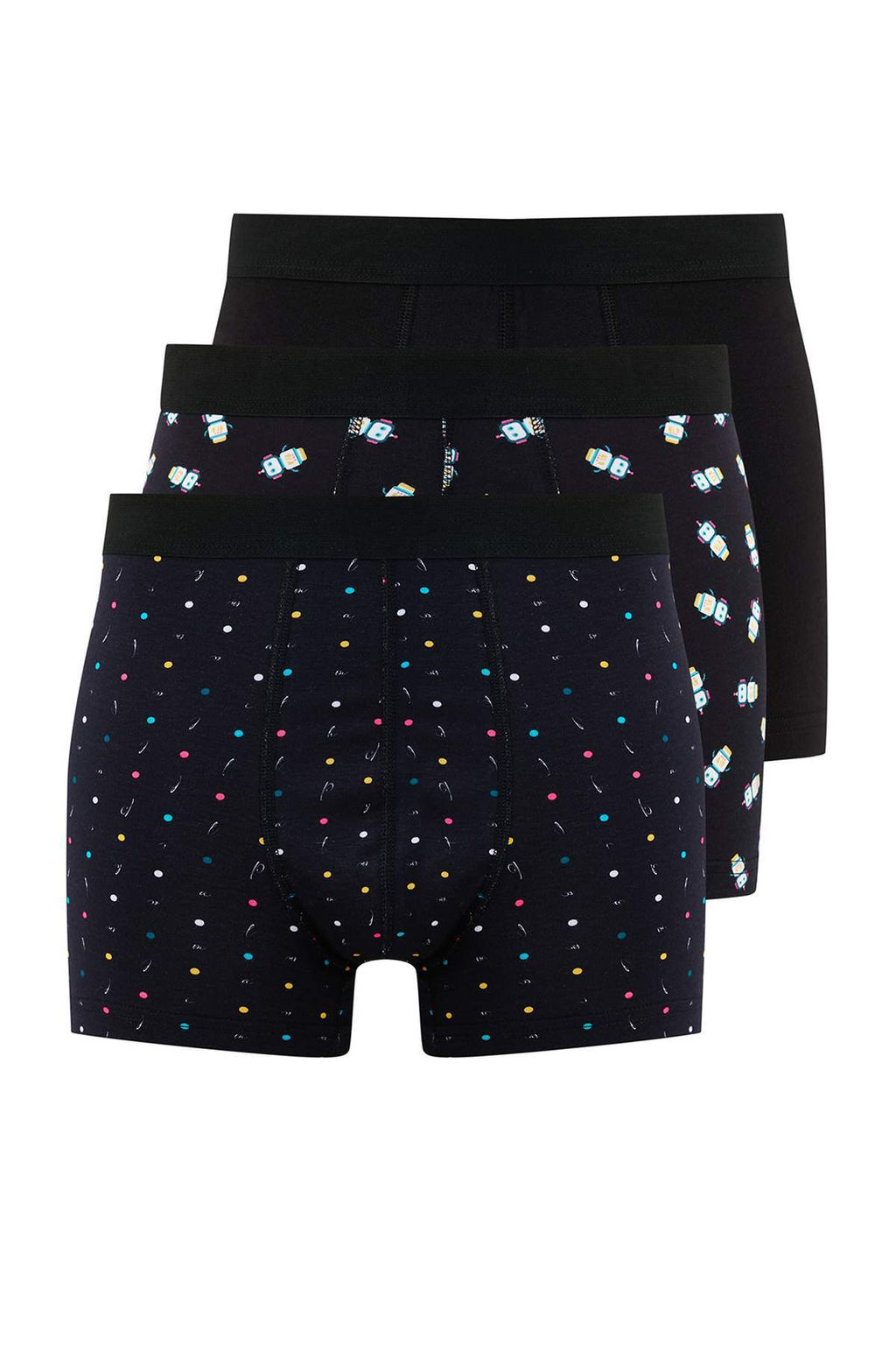 Cok Renkli 3lu Paket Desenli/Duz Pamuklu Boxer TMNAW25BX00009 - Trendyolmilla фото 9