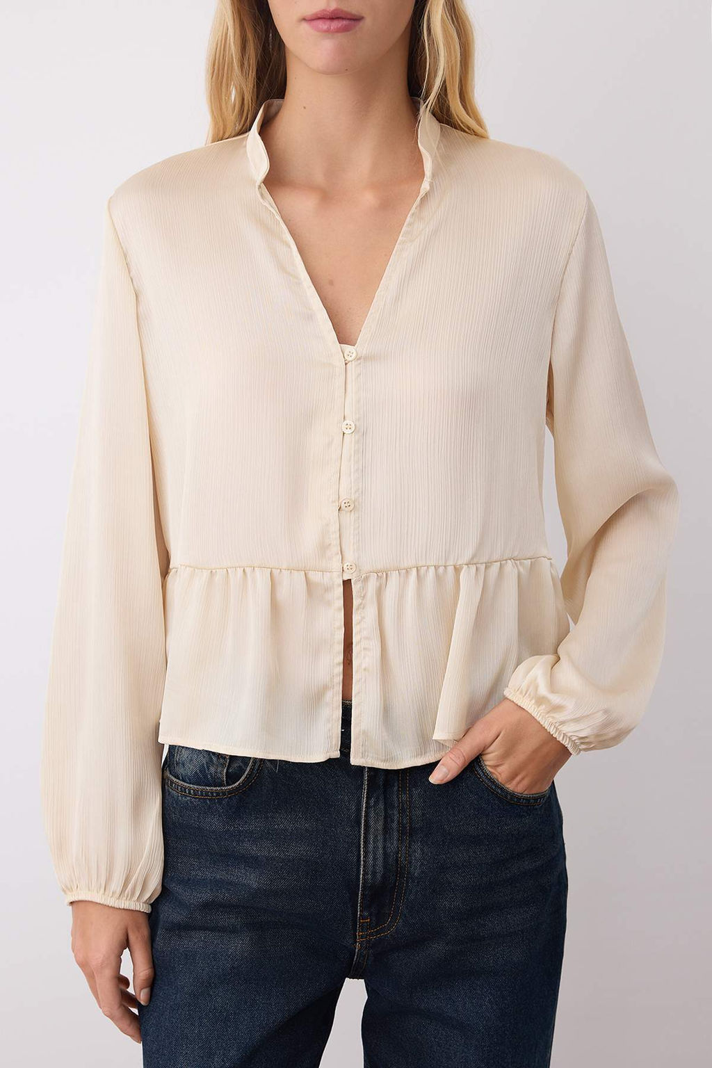 Vizon Saten Buzgu Detayl? Boho Gomlek TWOAW26GO00078 - Trendyolmilla фото 3