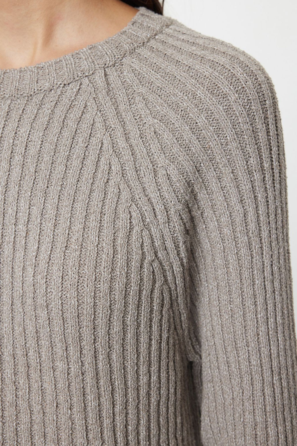 More Sustainable Vizon Genis Kal?p Peplum Detayl? Pamuklu Triko Kazak TWOAW25KZ00305