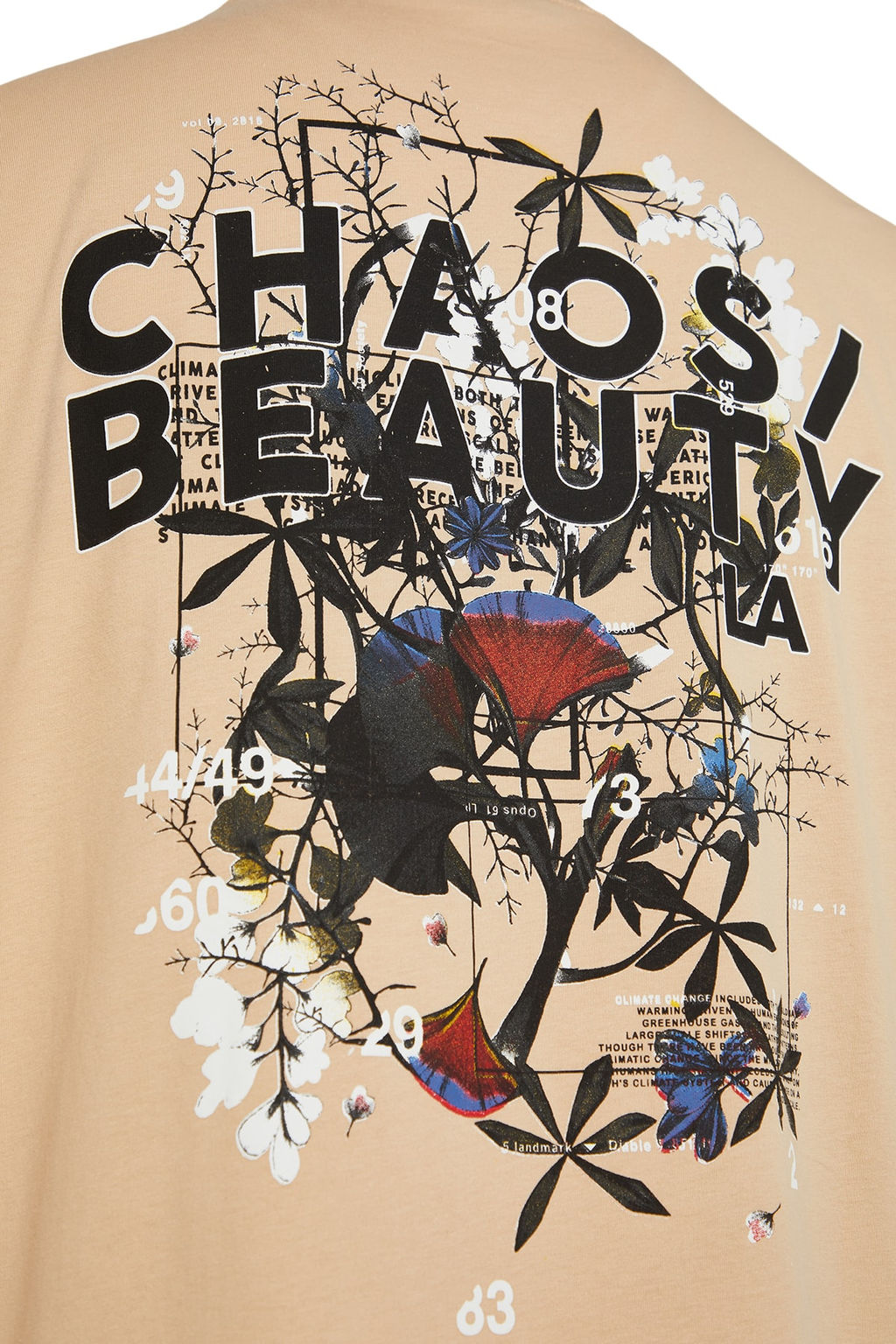 Bej Oversize/Genis Kesim S?rt Yaz? Bask?l? %100 Pamuklu T-Shirt TMNSS21TS2037