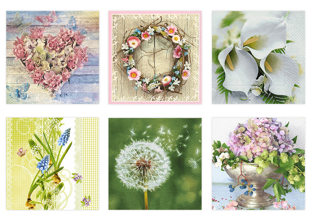 Love2art Салфетки бумажные ассорти SDP №0823-02 33 x 33 6 шт. Цветочное очарование