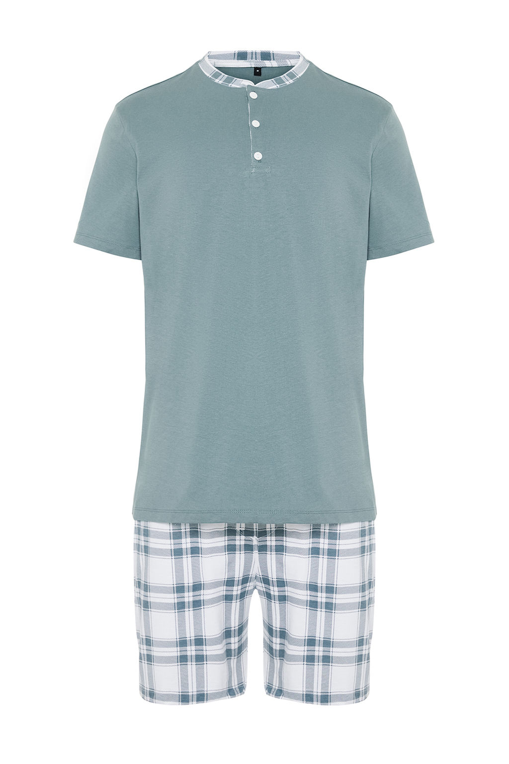 TRENDYOL MAN Yesil %100 Pamuk Regular Fit Ekose Orme Sortlu Pijama Tak?m? THMSS21PT0326 - Trendyolmilla фото 8