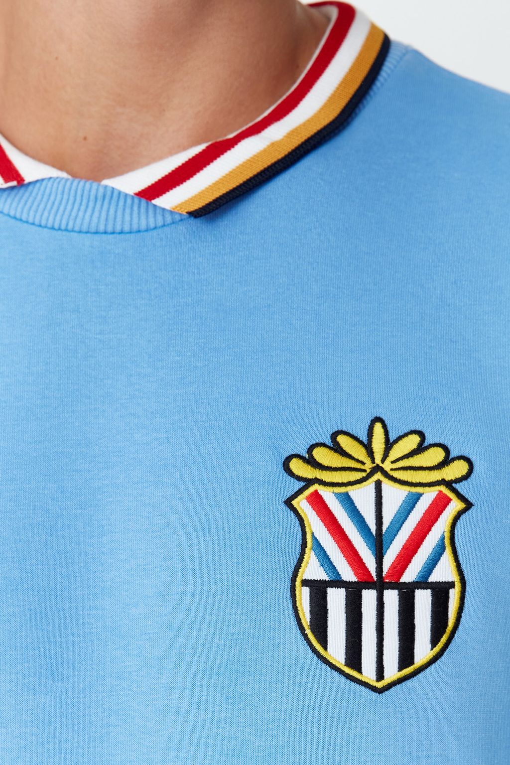 Синяя мужская рубашка стандартного кроя с воротником и аппликацией, семейная комбинация, мягкая пушистая толстовка TMNAW23SW00160