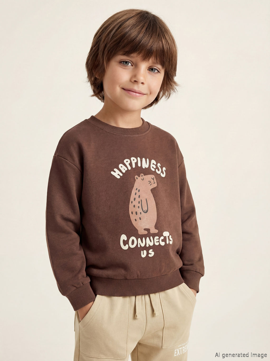 Bask?l? Erkek Bebek Sweatshirt