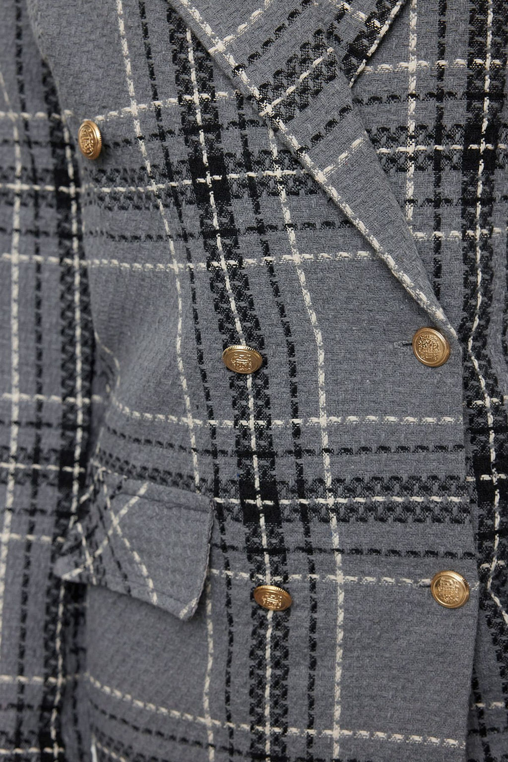 Gri Ekose / Kareli Dokuma K?sl?k Ceket Elbise TWOAW23EL00475