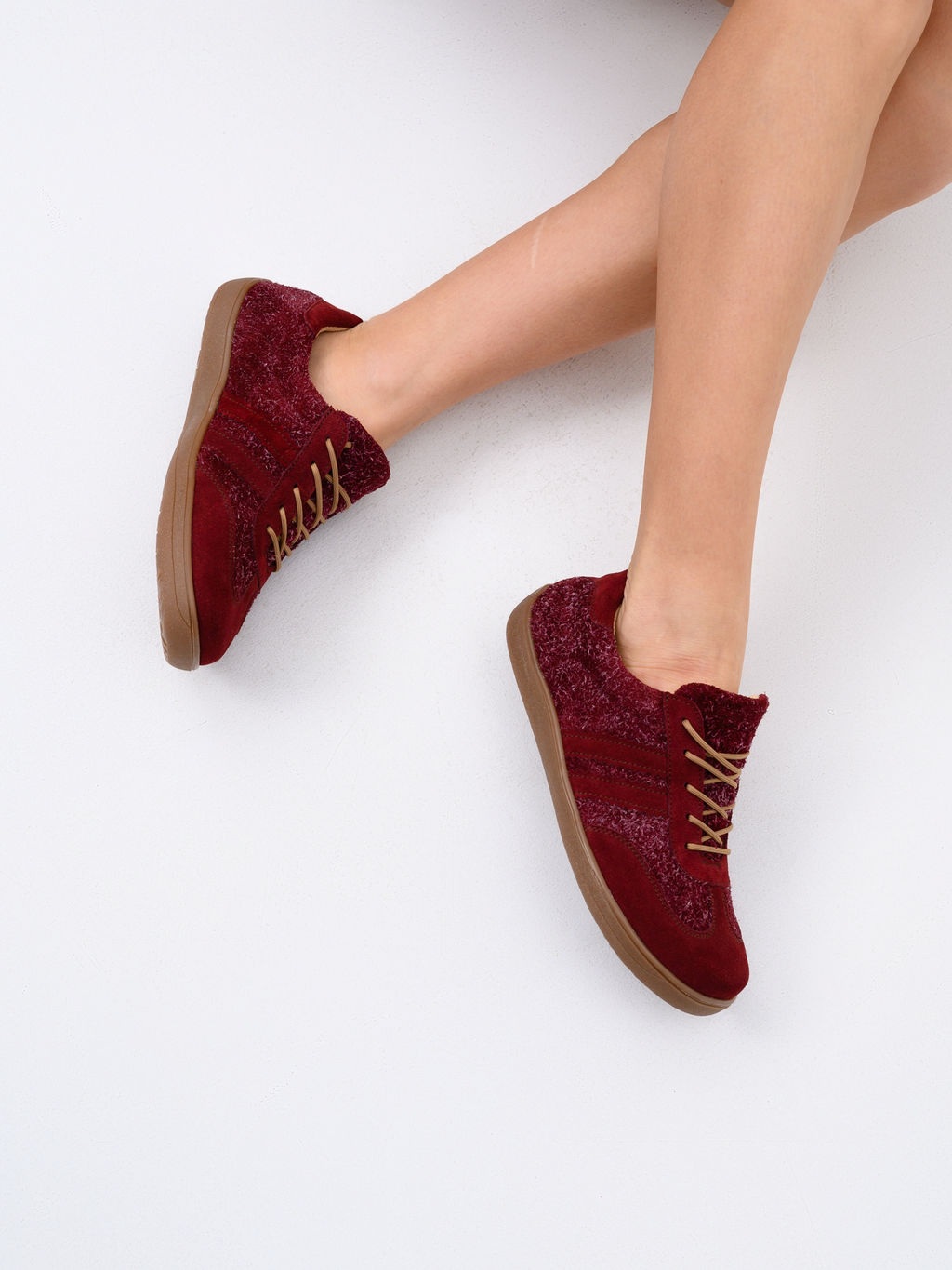 Кеды босоногие натуральная замша бордовые 184.natabr.Бордовая замша+бордовый джангл/Кожа