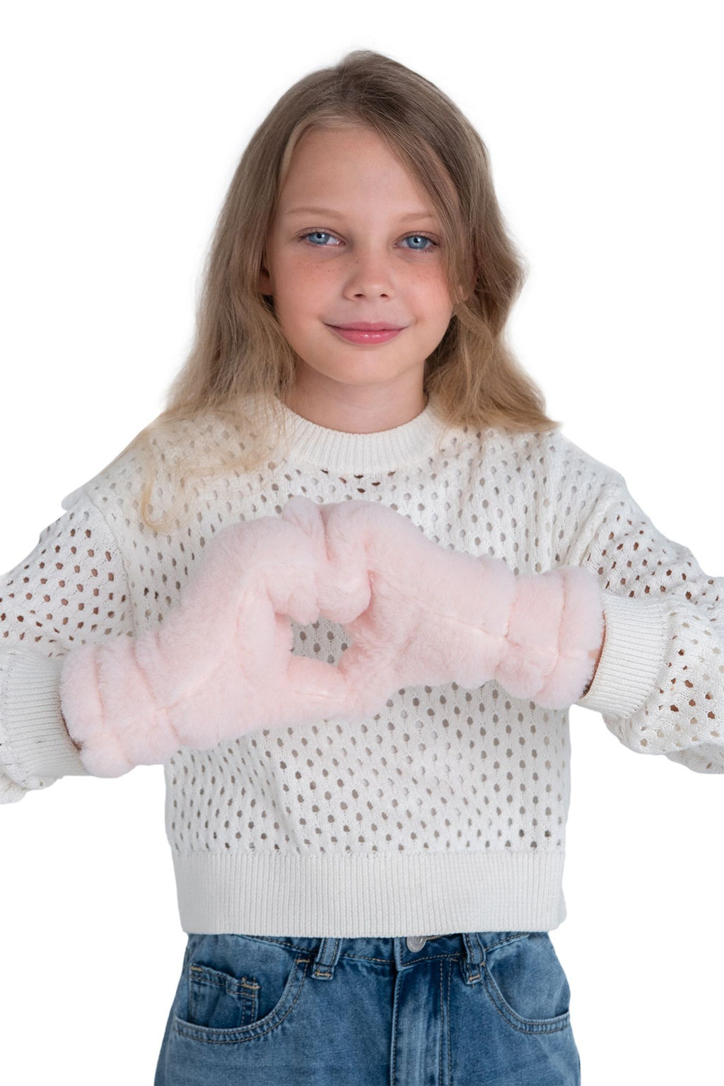 Варежки детские меховые ваниль - Woollamb фото 19