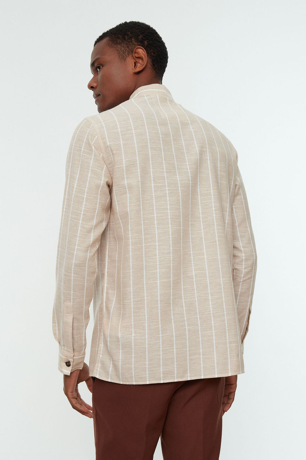 TRENDYOL MAN Bej Regular Fit Gomlek Yaka Cizgili Gomlek TMNSS22GO0032 - Trendyolmilla фото 2