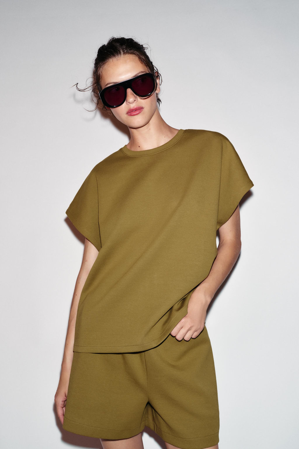 CAMISETA INTERLOCK MANGA JAPONESA / Oliva - Zara фото 2