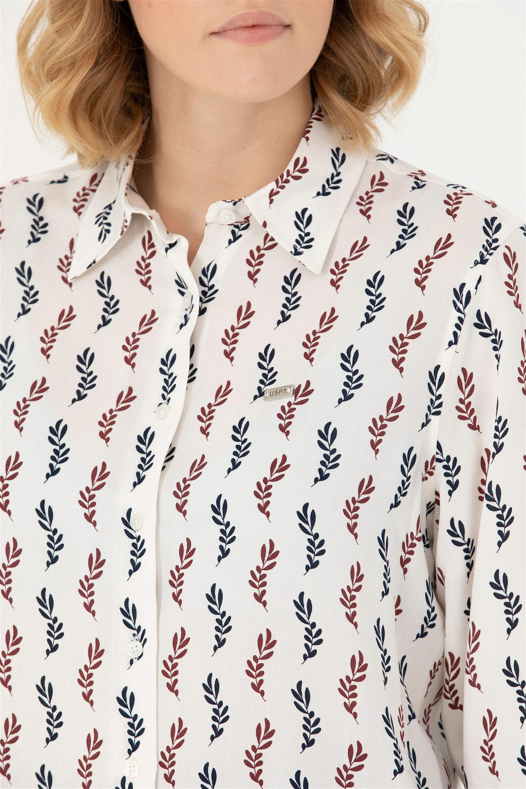 Женская бордовая рубашка с длинным рукавом Неожиданная скидка в корзине - U.s. polo assn фото 7