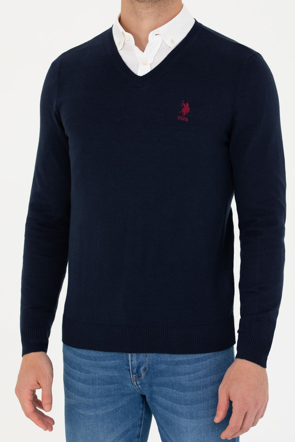 Свитер мужской U. S. Polo Assn базовый темно-синий из хлопка - U.s. polo assn фото 22