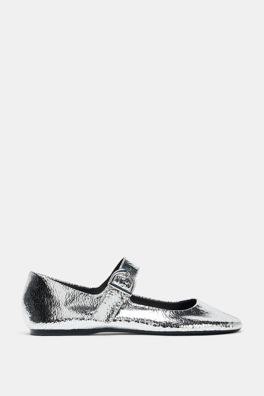 METALLIC LEATHER-EFFECT BALLERINAS - Zara фото 14