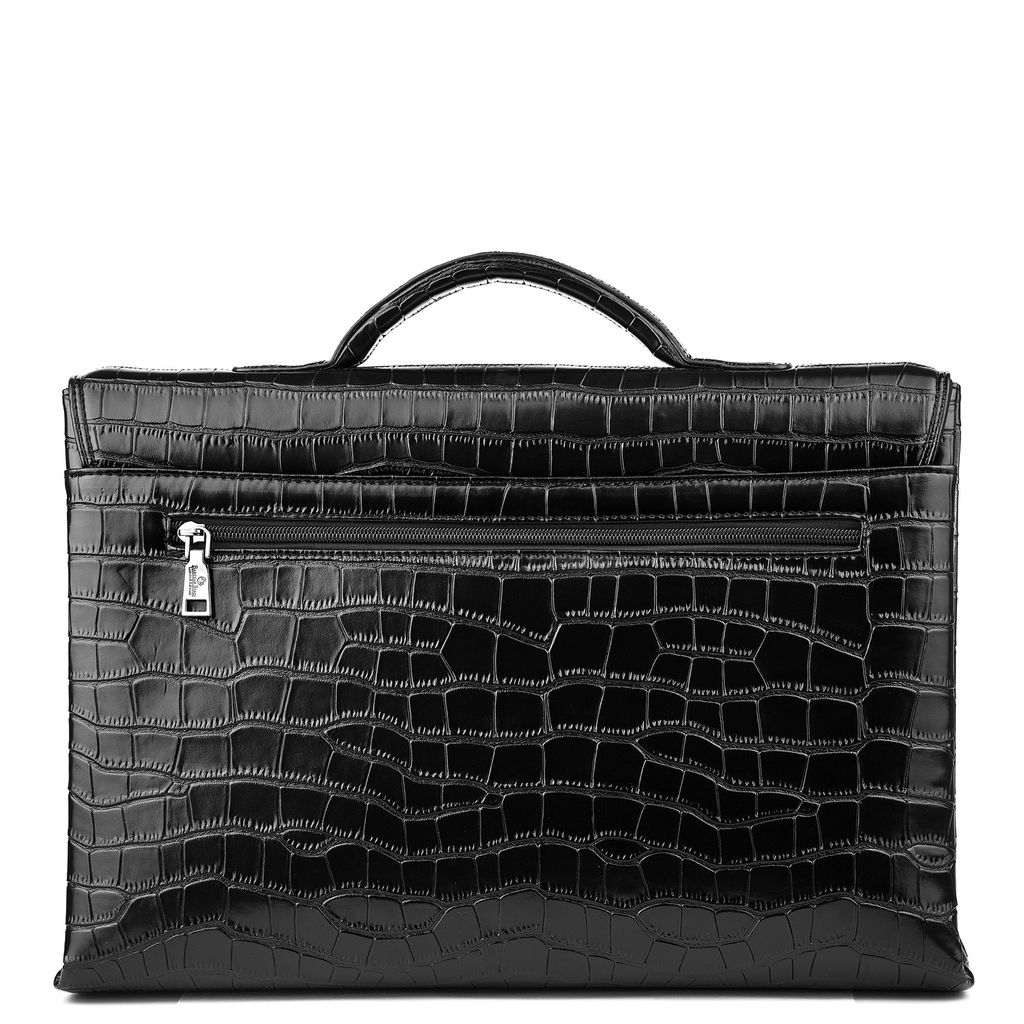 3055-4 black crocodi, мужской портфель из экокожи Barcelo Biagi