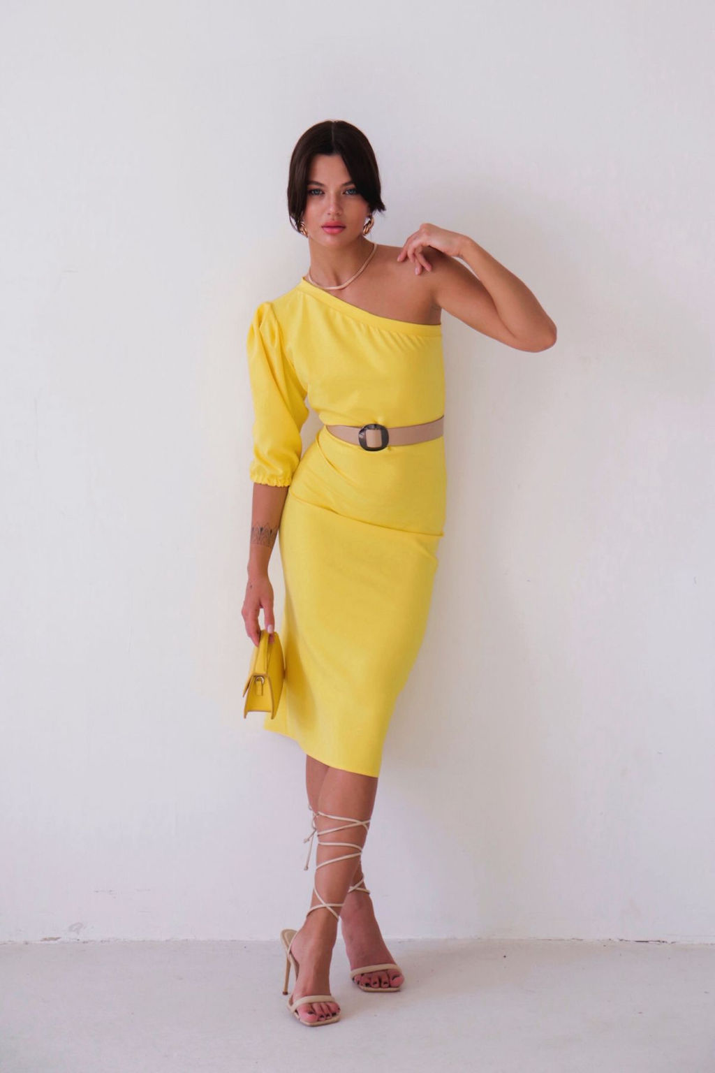 Асимметричное платье лимонное - Martichelli фото 25