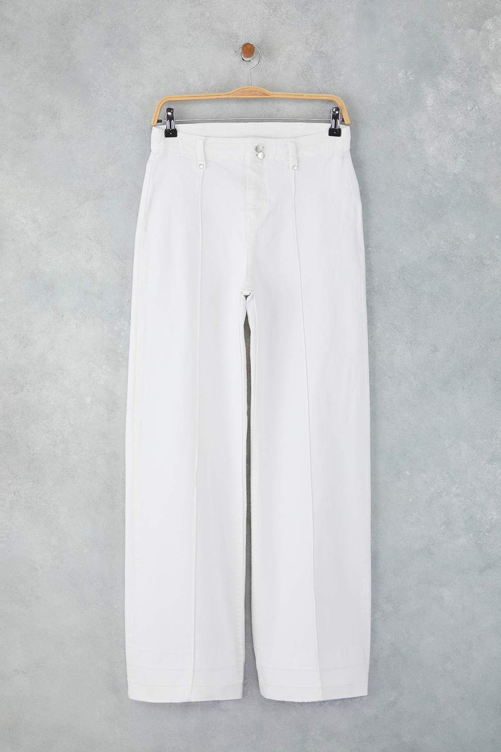 Beyaz Yuksek Bel Nervur Detayl? Paca Kesikli Wide Leg Jeans TWOSS25JE00310 - Trendyolmilla фото 5
