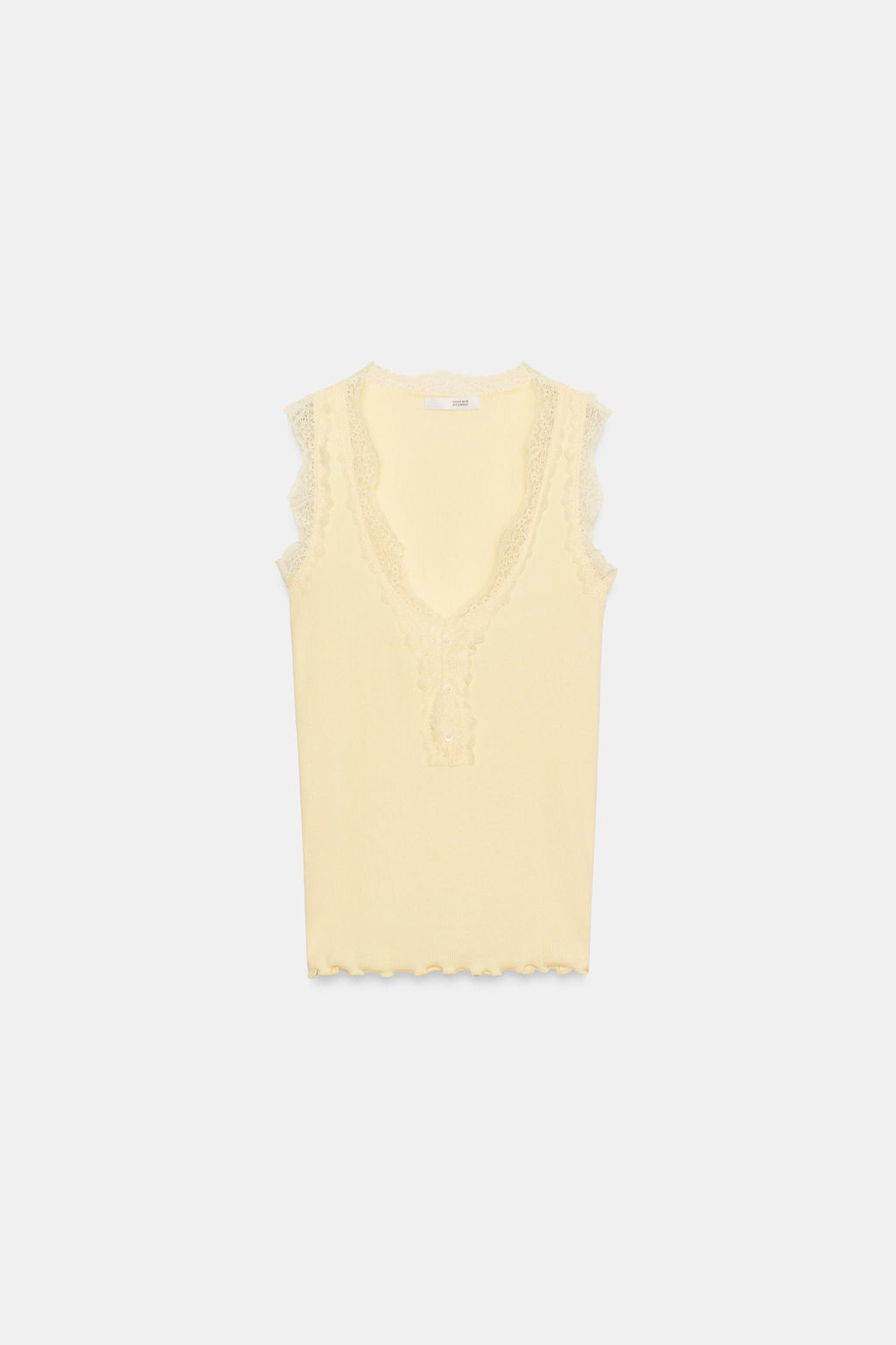 CAMISETA RIB ENCAJE / Amarillo claro - Zara фото 7