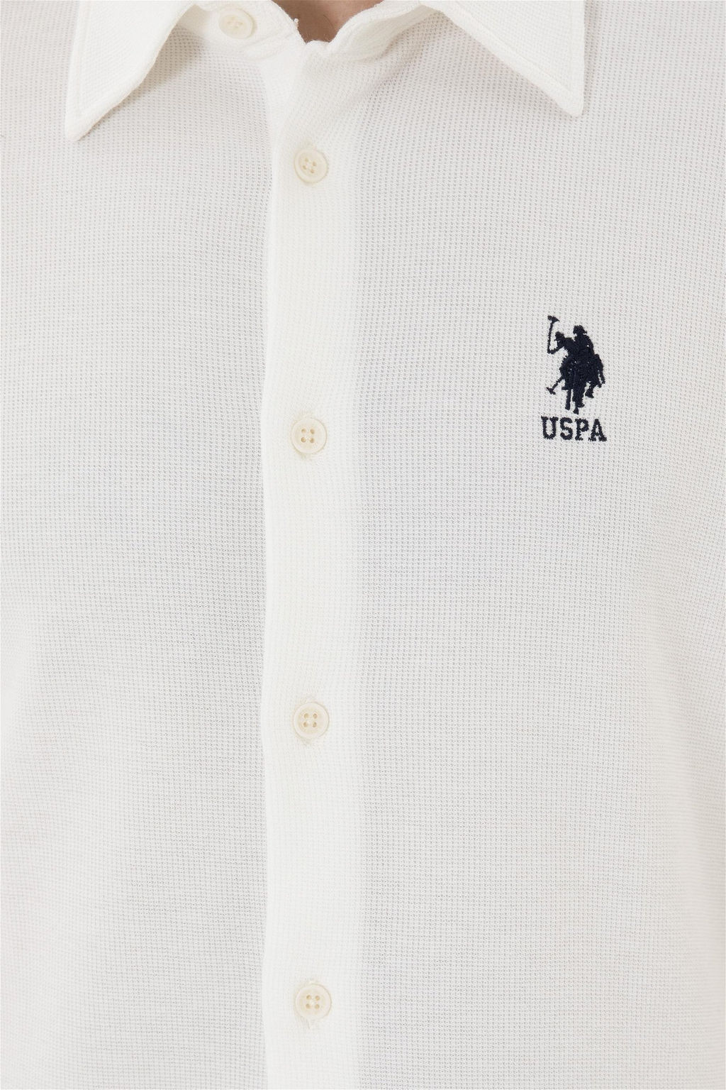 Мужская рубашка с коротким рукавом цвета экрю - U.s. polo assn фото 7