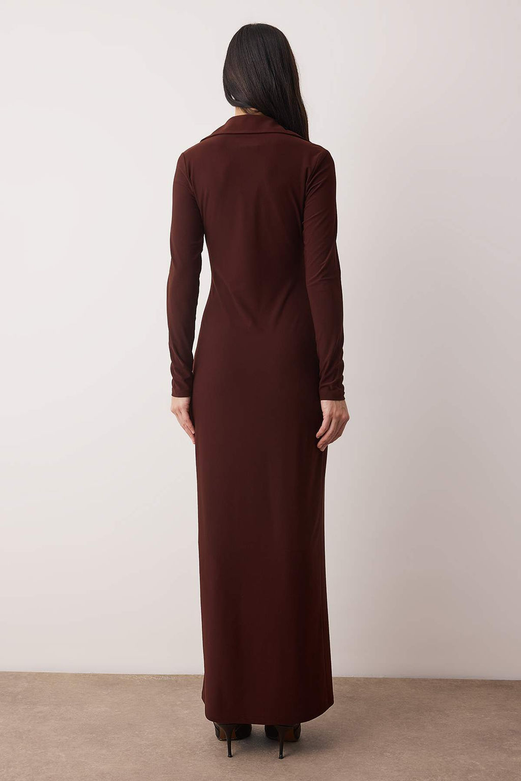 Limited Edition Lacivert Polo Yaka Dugmeli Bodycone/Vucuda Oturan Maxi Orme Elbise TWOAW26EL00110 - Trendyolmilla фото 10