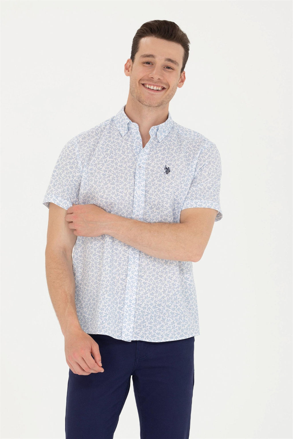 U. S. Polo Assn Мужская синяя рубашка с коротким рукавом - U.s. polo assn фото 8