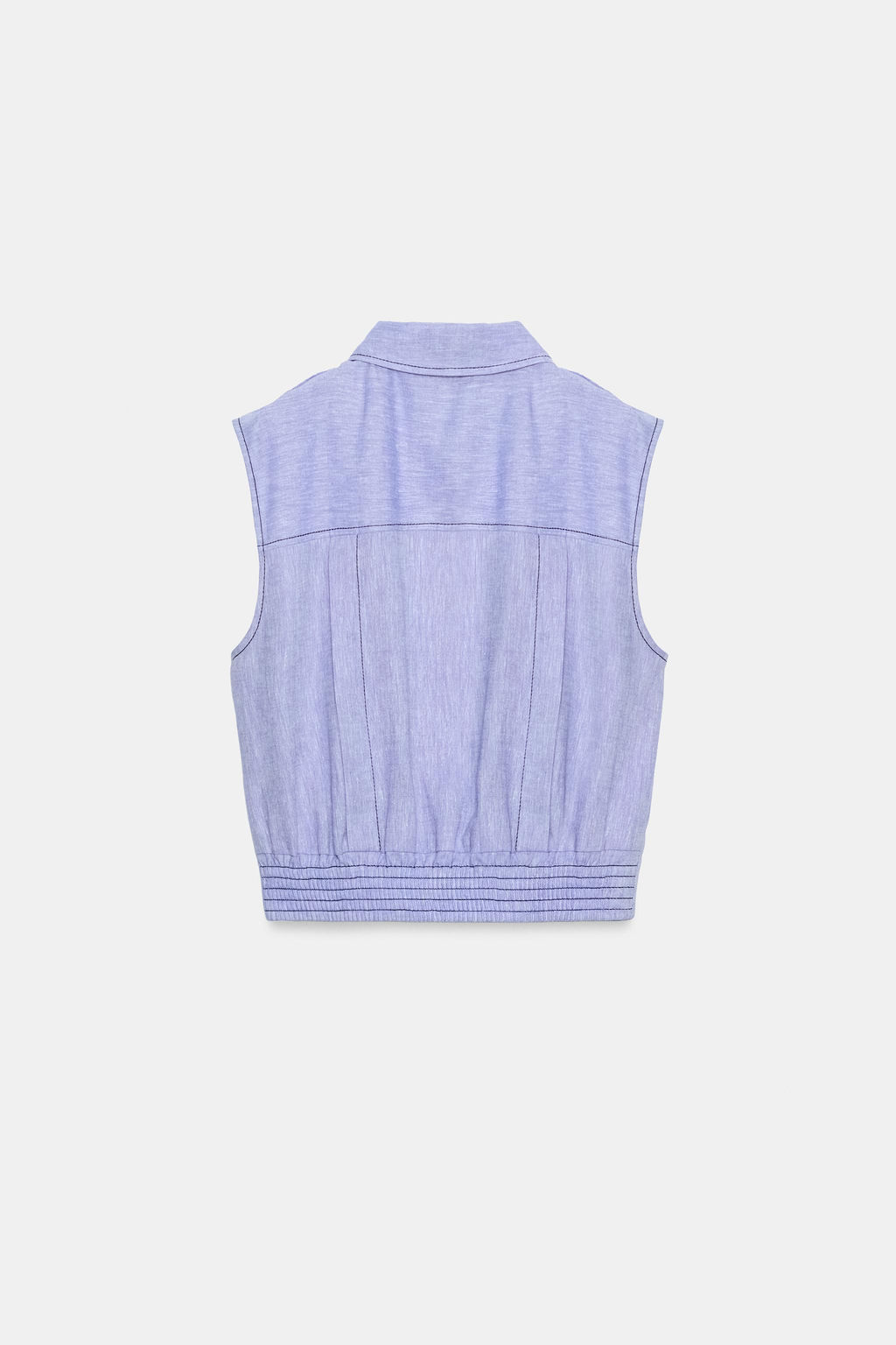 TOP PESPUNTES CON LINO / Azul claro