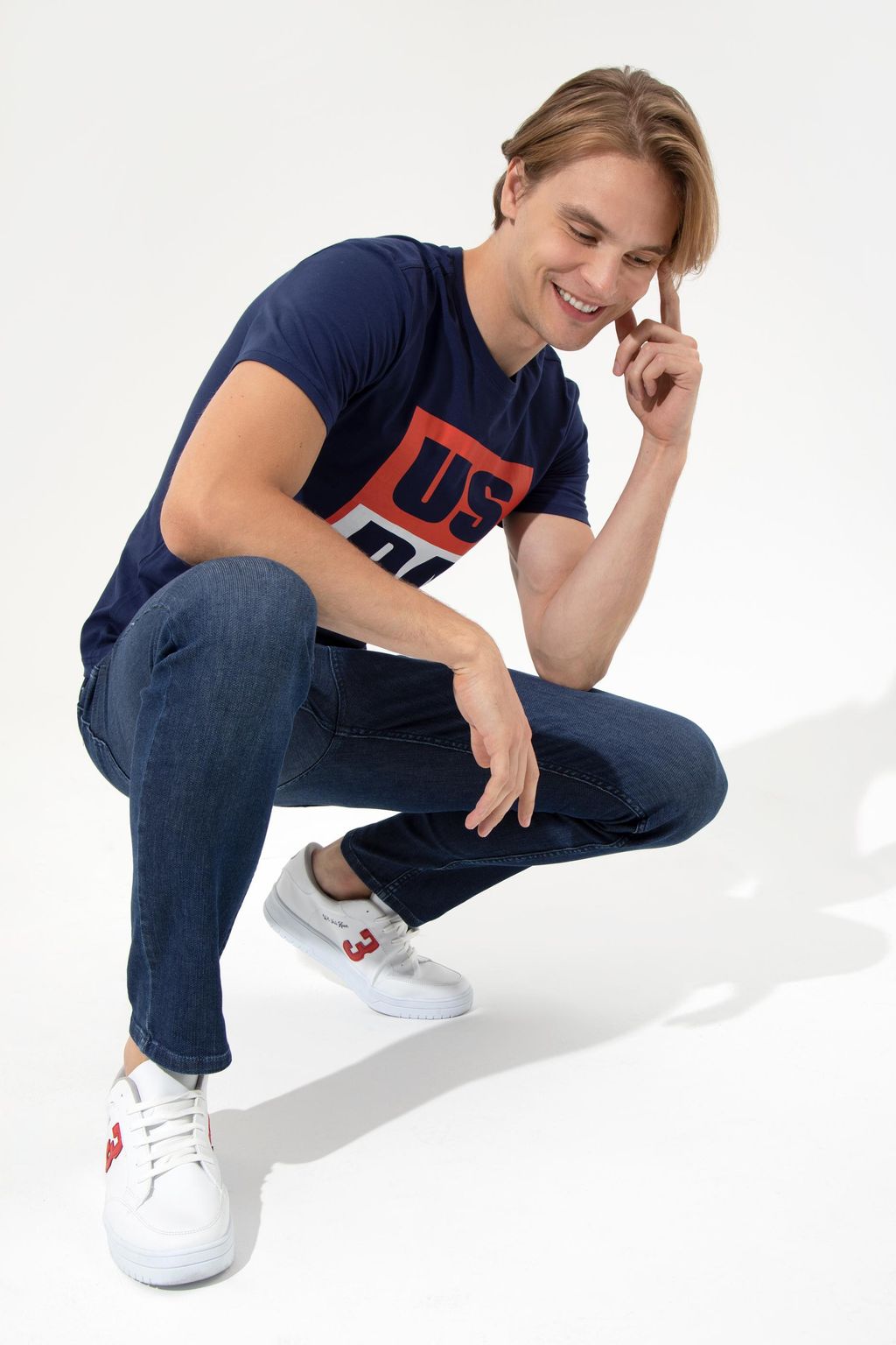 U. S. Polo Assn Мужская темно-синяя футболка с круглым вырезом - U.s. polo assn фото 4