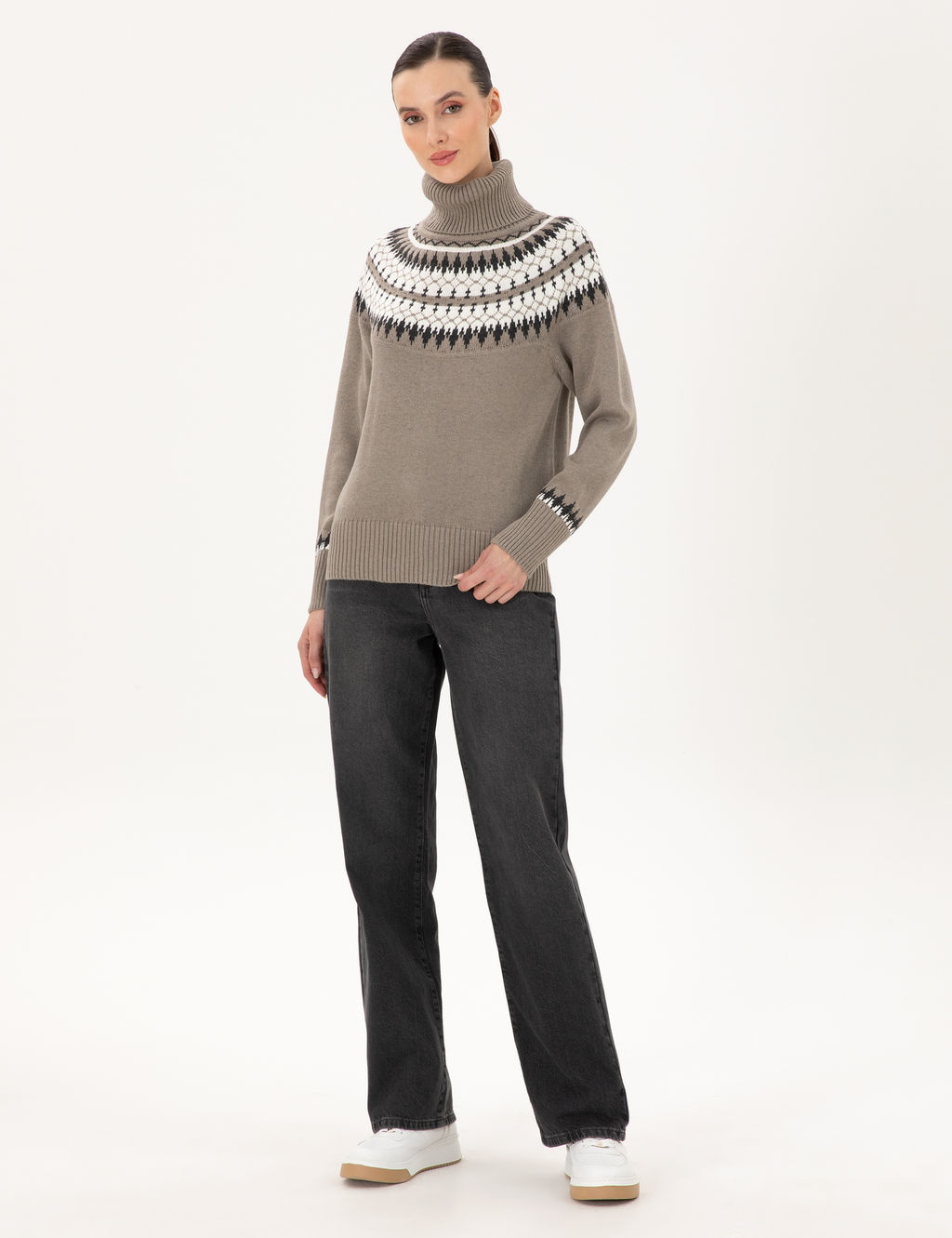 Vizon Regular Fit Y_n Kar___ml_ Bal_k__ Yaka Kazak