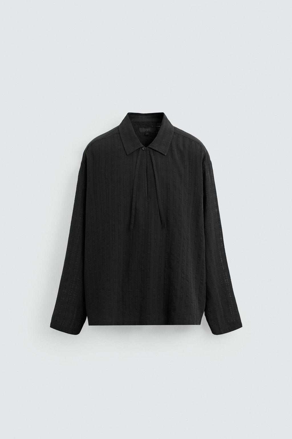 TEXTURED SEMI-SHEER POLO SHIRT - Zara фото 7