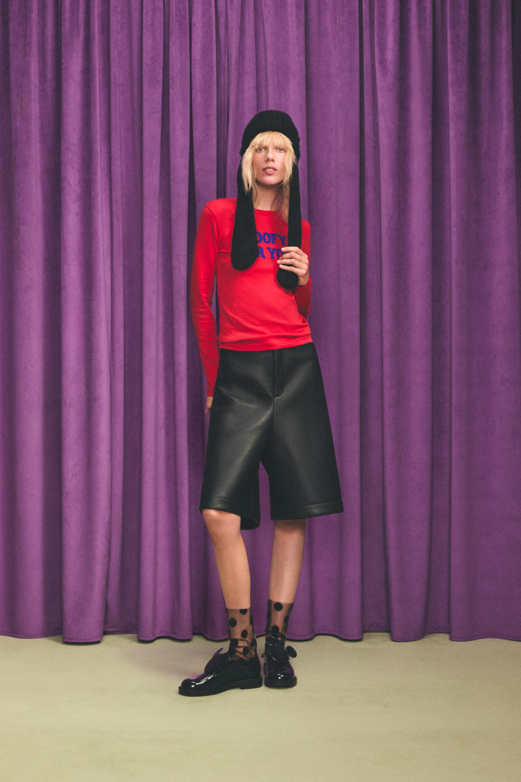 LEATHER EFFECT LONG BERMUDA SHORTS HARRY LAMBERT FOR ZARA X DISNEY