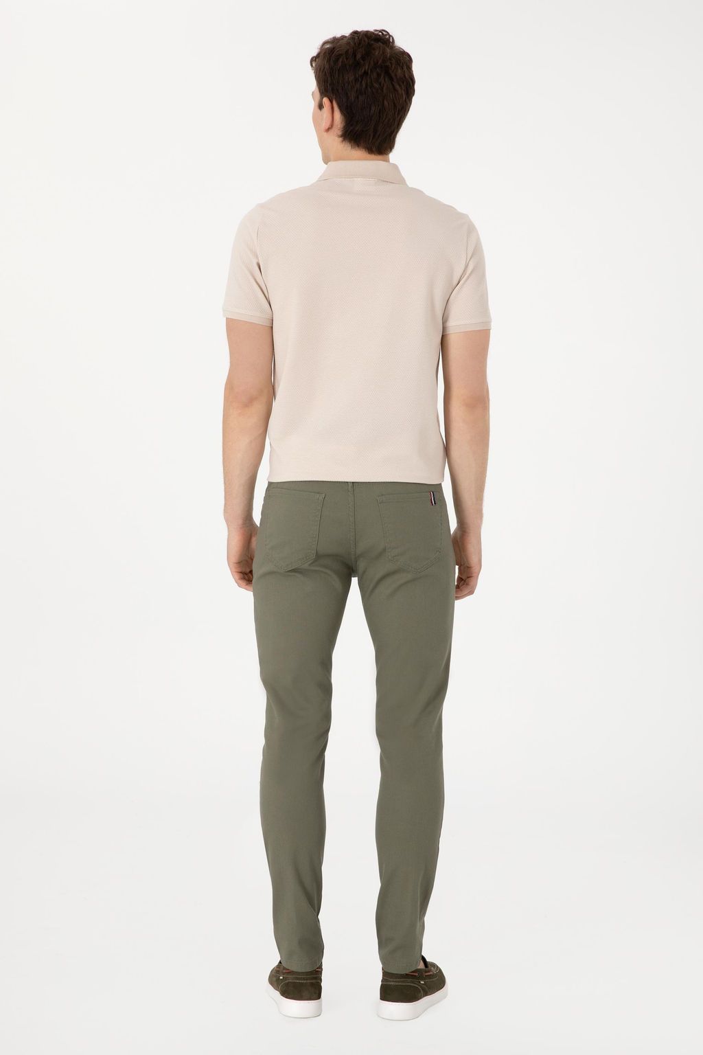 Erkek Koyu Haki Slim Fit Kanvas Pantolon